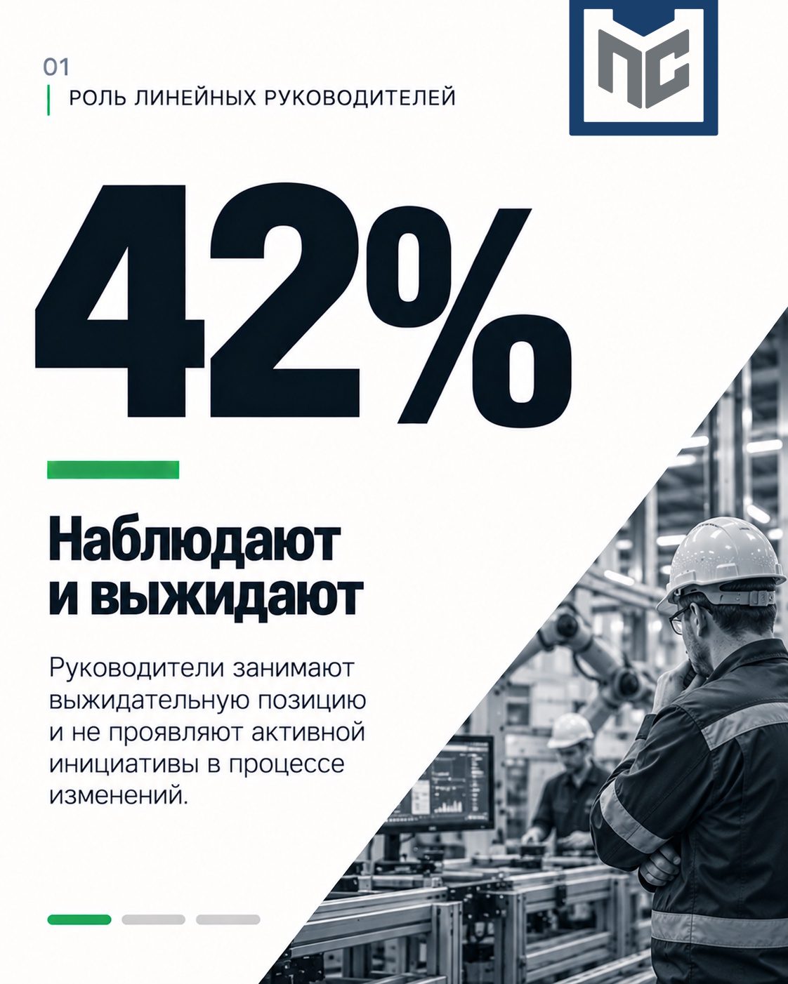 42% — Линейные руководители занимают выжидательную позицию при внедрении цифровых изменений