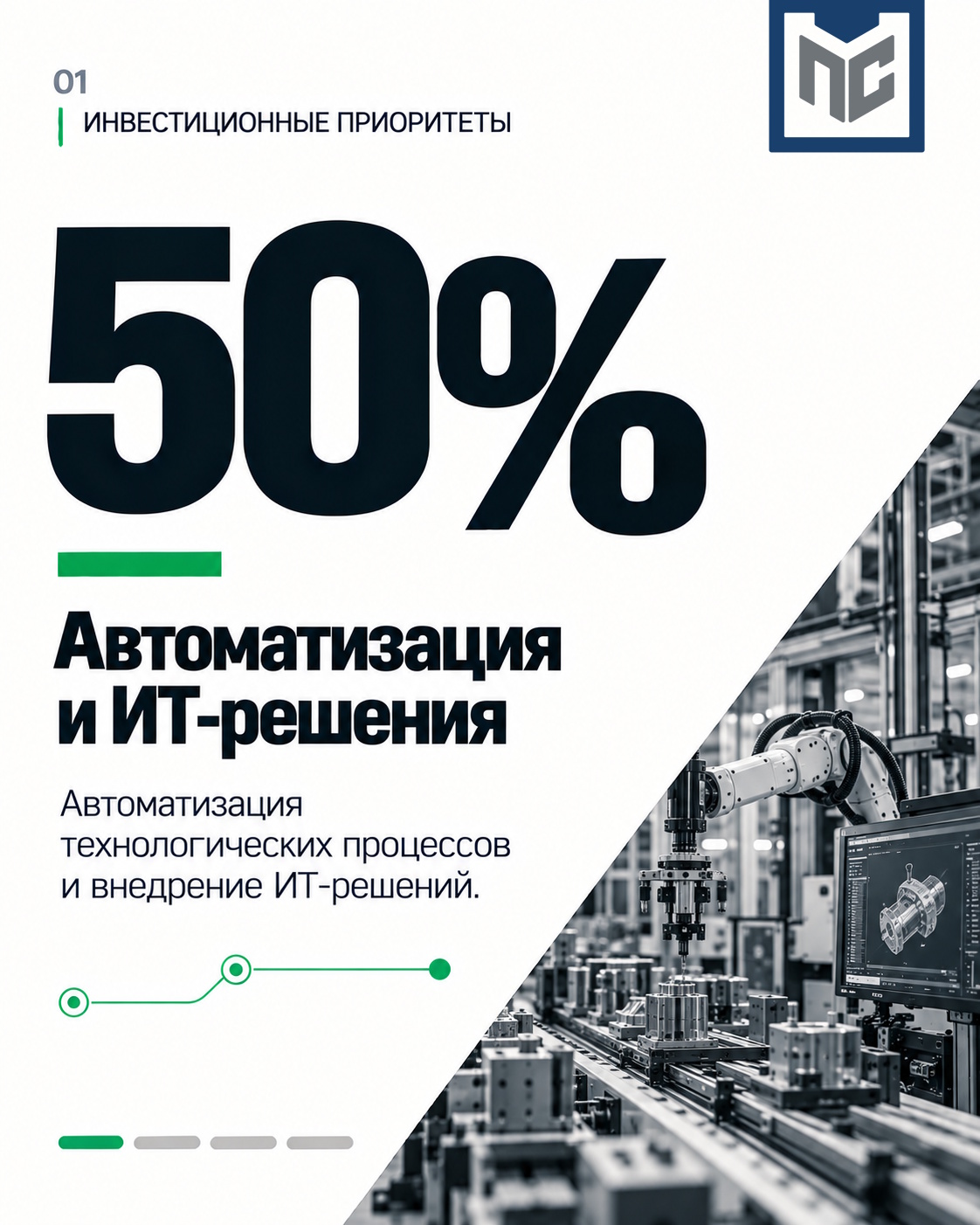 50% — Автоматизация технологических процессов и внедрение ИТ-решений